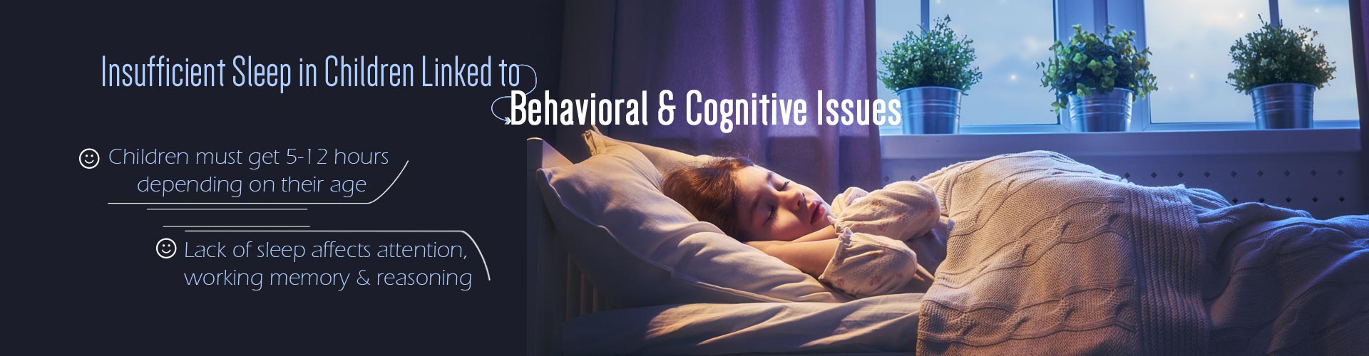 Insufficient Sleep in Children Linked to Behavioral & Cognitive Issues
- Children must get 5-12 hours depending on their age
- Lack of sleep affects attention, working memory & reasoning