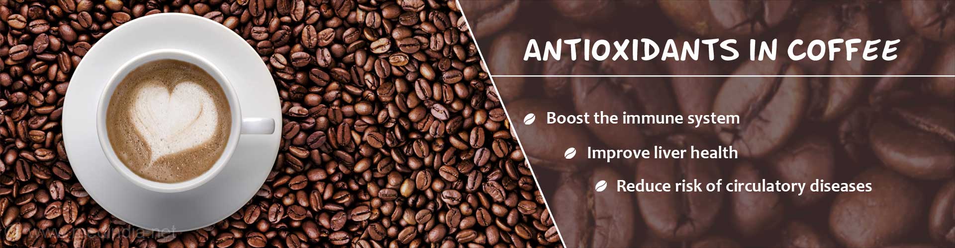 Antioxidants in coffee
- boost the immune system
- improve liver health
- reduce risk of circulatory diseases