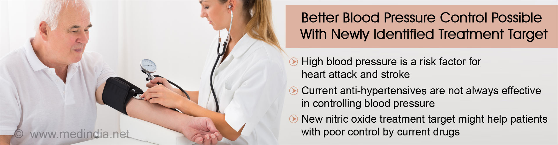 Better blood pressure control possible with newly identified treatment target
- High blood pressure is a risk factor for heart attack and stroke
- Current anti-hypertensive are not always effective in controlling blood pressure
- New nitric oxide treatment target might help patients with poor control by current drugs
