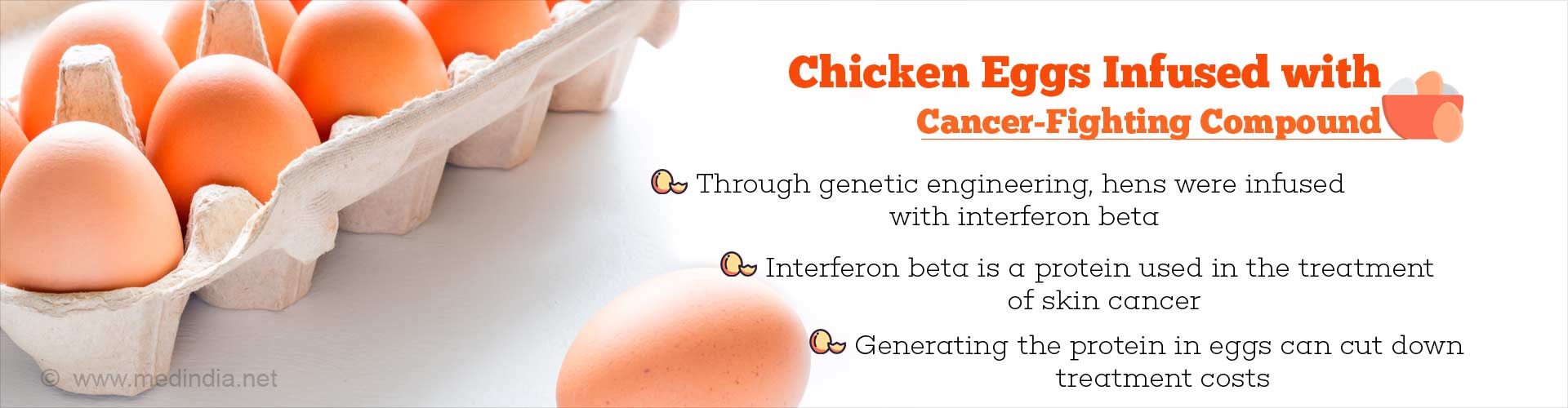 Chicken eggs infused with cancer-fighting compound
- Through genetic engineering, hens wee infused with interferon beta
- Interferon beta is a protein used in the treatment of skin cancer
- Generating the protein in eggs can cut down treatment costs