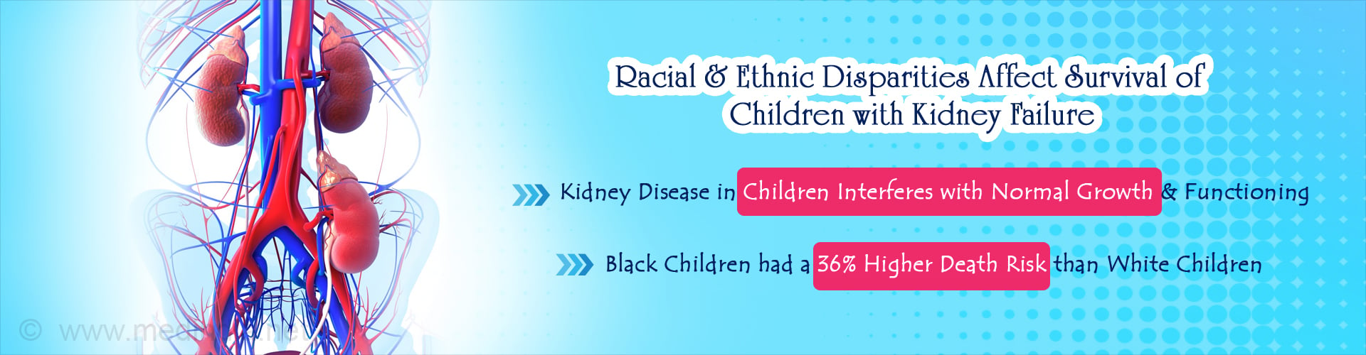 racial and ethnic disparities affect survival of children with kidney failure
- Kidney disease in children interferes with normal growth and functioning
- Black children had a 36% higher death risk than white children