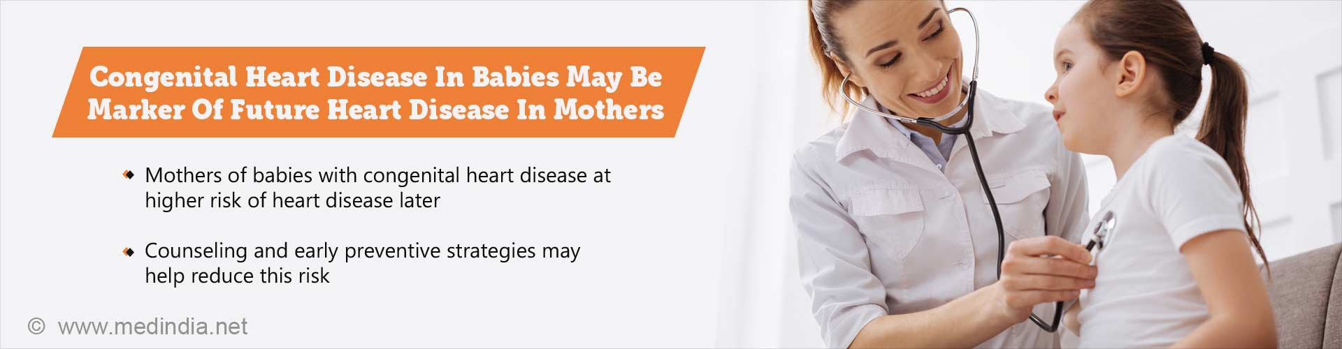 congenital heart disease in babies may be marker of future heart disease in mothers
- mother of babies with congenital heart disease at higher risk of heart disease later
- counseling and early preventive strategies may help reduce this risk