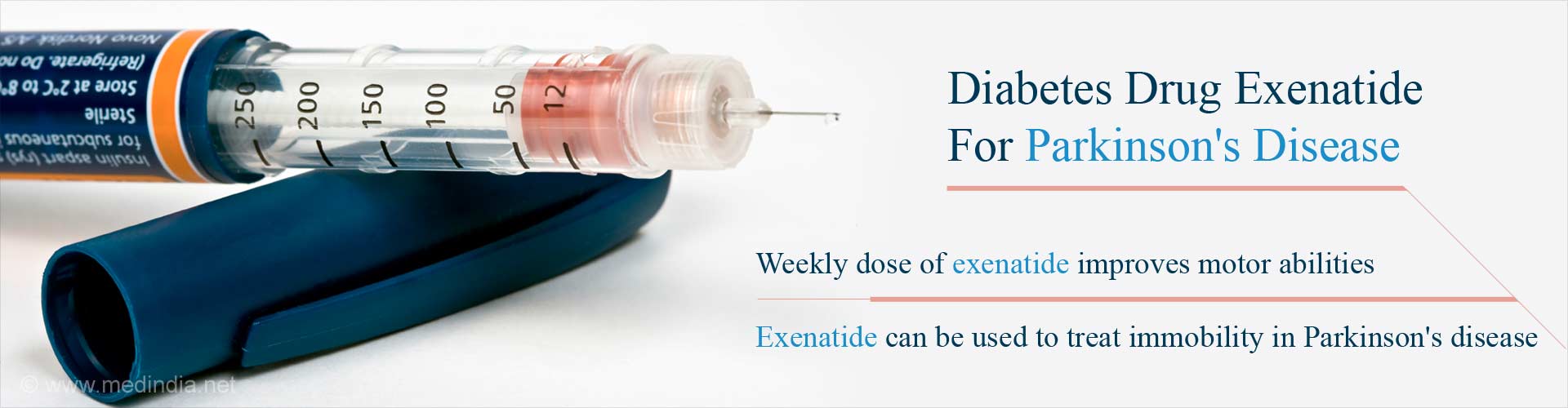 Diabetes drug for exenatide for Parkinson's Disease
- Weekly dose of exenatide improves motor abilities
- Exenatide can be used to treat immobility 