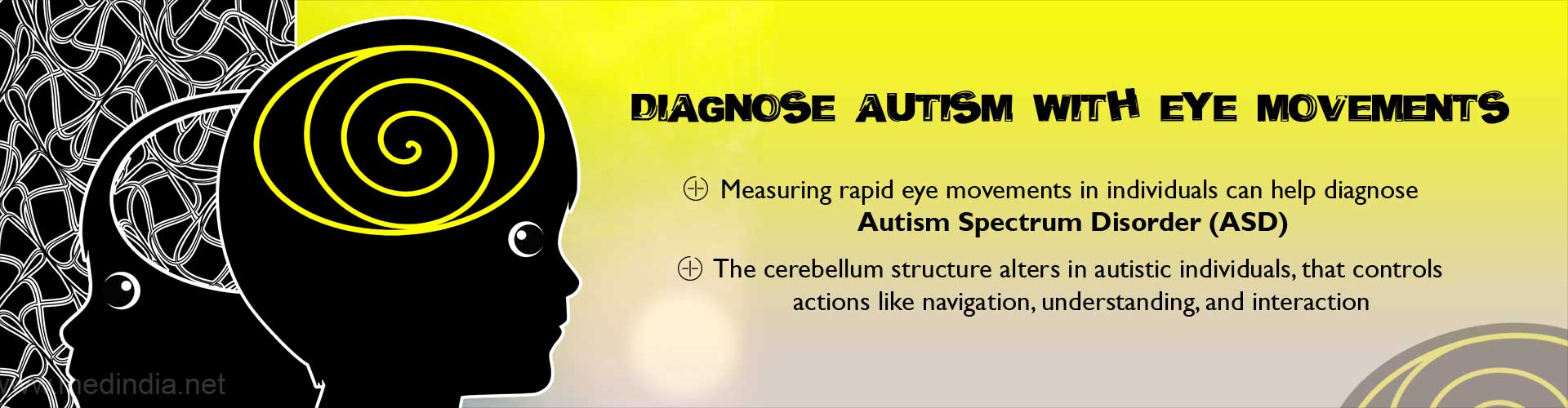 Diagnose autism with eye movements
- Measuring rapid eye movements in individuals can help diagnose Autism Spectrum Disorder (ASD)
- The cerebellum structure in autistic individuals, that controls actions like navigation, understanding, and interaction
