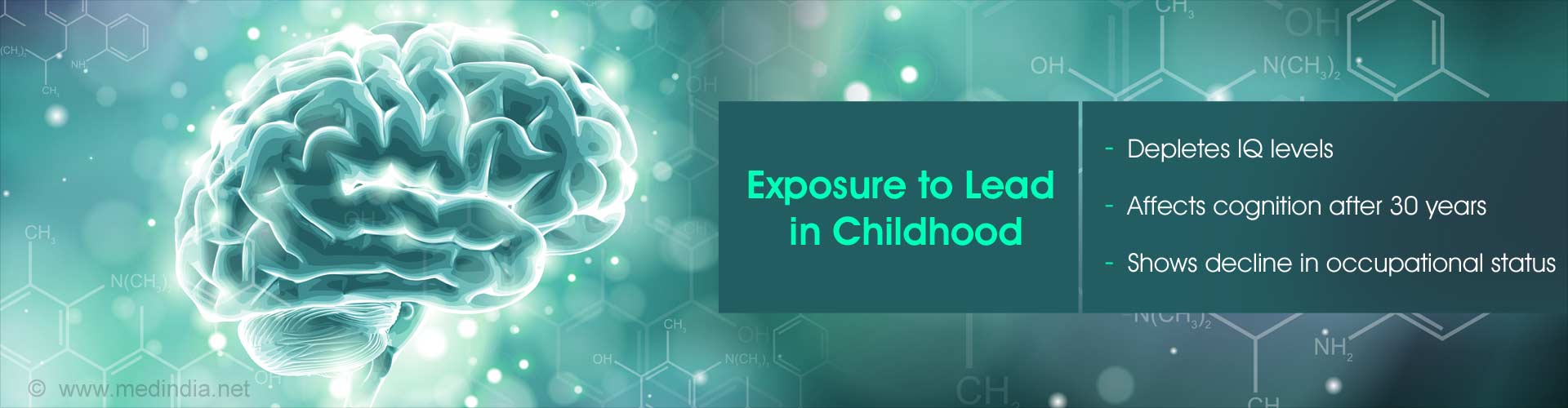 Exposure to lead in childhood
- depletes IQ levels
- affects cognition after 30 years
- shows decline in occupational status