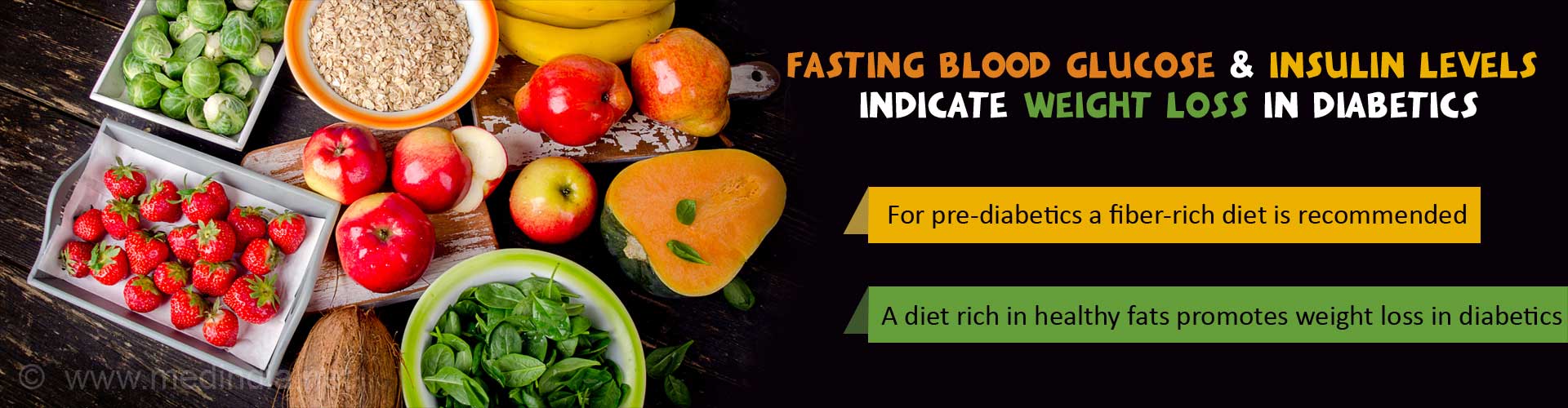 Fasting blood glucose & insulin levels indicate weight loss in diabetes
- For pre-diabetes a fiber-rich diet is recommended
- A diet rich in healthy fats promotes weight loss in diabetes