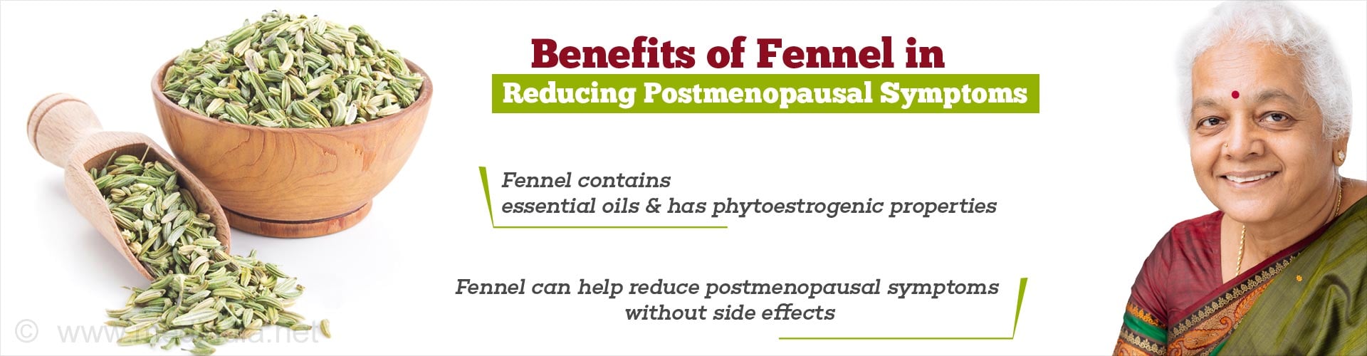 Benefits of Fennel in Reducing Postmenopausal Symptoms
- Fennel contains essential oils and has phytoestrogenic properties
- Fennel can help reduce postmenopausal symptoms without side effects