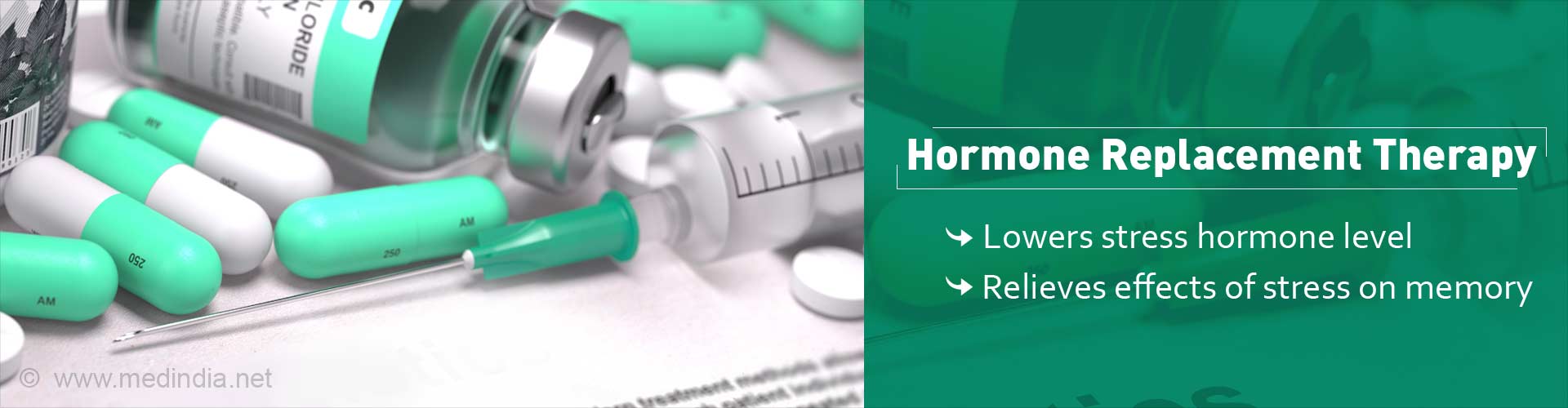 Hormone replacement therapy
- lowers stress hormone levels
- relieves effects of stress on memory