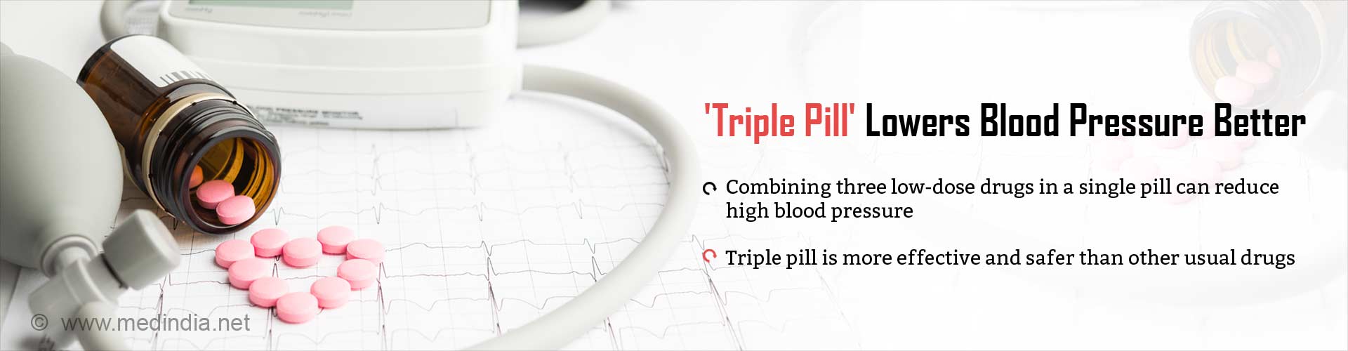 triple pill lowers blood pressure better
- combining three-low-dose drugs in a single pill can reduce high blood pressure
- triple pill is more effective and safer than other usual drugs