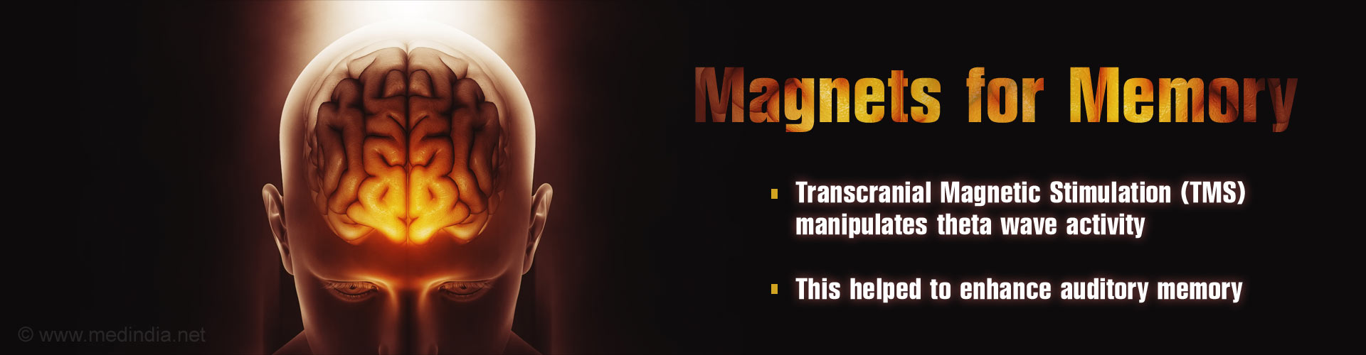 Magnets for Memory
- Transcranial magnetic stimulation (TMS) manipulated theta wave activity
- This helped to enhance auditory memory