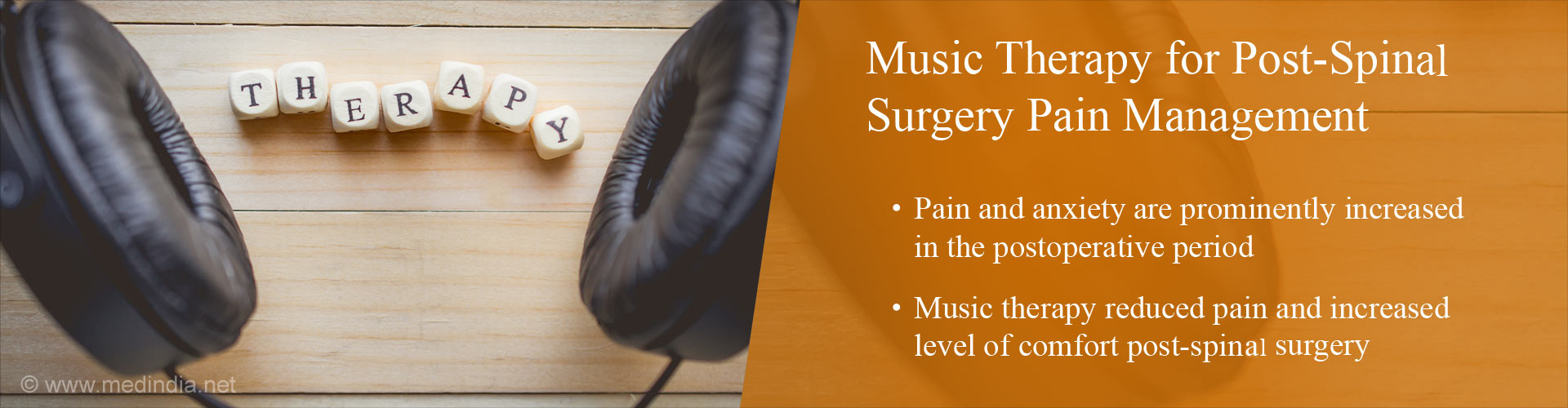 Music therapy for post-spine surgery pain management
- Pain and anxiety are prominently increased in the post-operative period
- Music therapy reduced pain and increased level of comfort post-spine surgery
