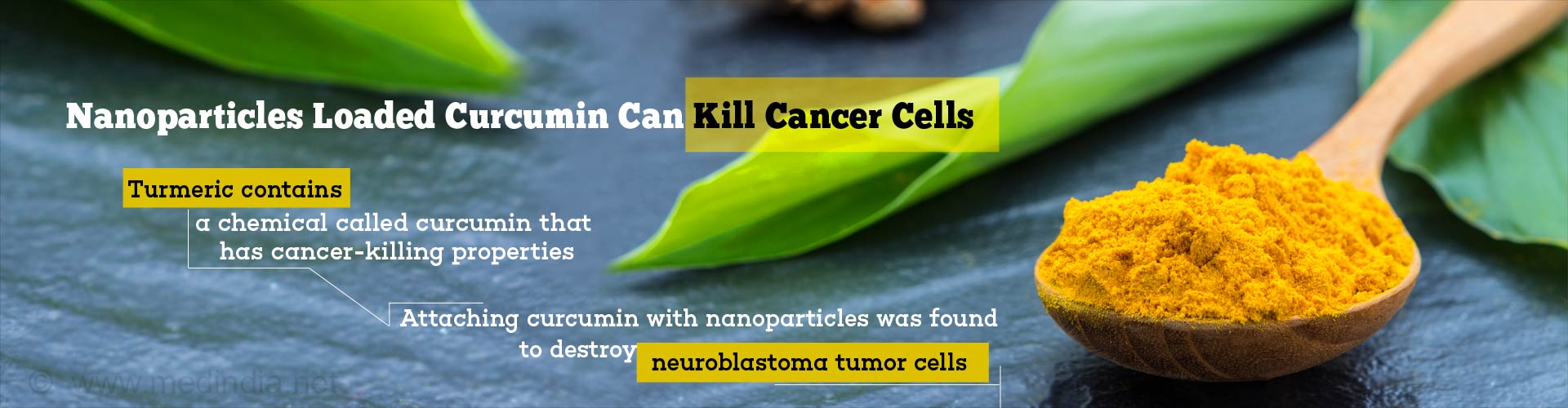 Nanoparticles loaded curcumin can kill cancer cells
- Turmeric contains a chemical called curcumin that has cancer-killing properties
- Attaching curcumin with nanoparticles was found to destroy neuroblastoma tumor cells
