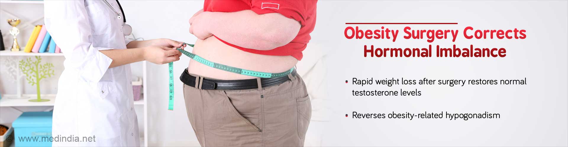 Obesity surgery corrects hormonal imbalance. Rapid weight loss after surgery restores normal testosterone levels. Reverses obesity-related hypogonadism. 