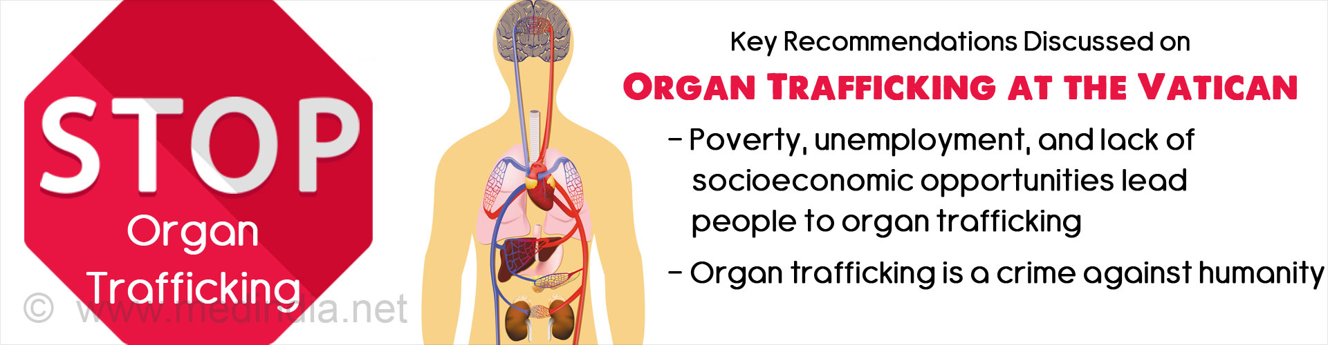 Key Recommendations Discussed on Organ Trafficking at the Vatican
- Poverty, unemployment, and lack of socioeconomic opportunities lead people to organ trafficking
- Organ trafficking is a crime against humanity
STOP Organ Trafficking