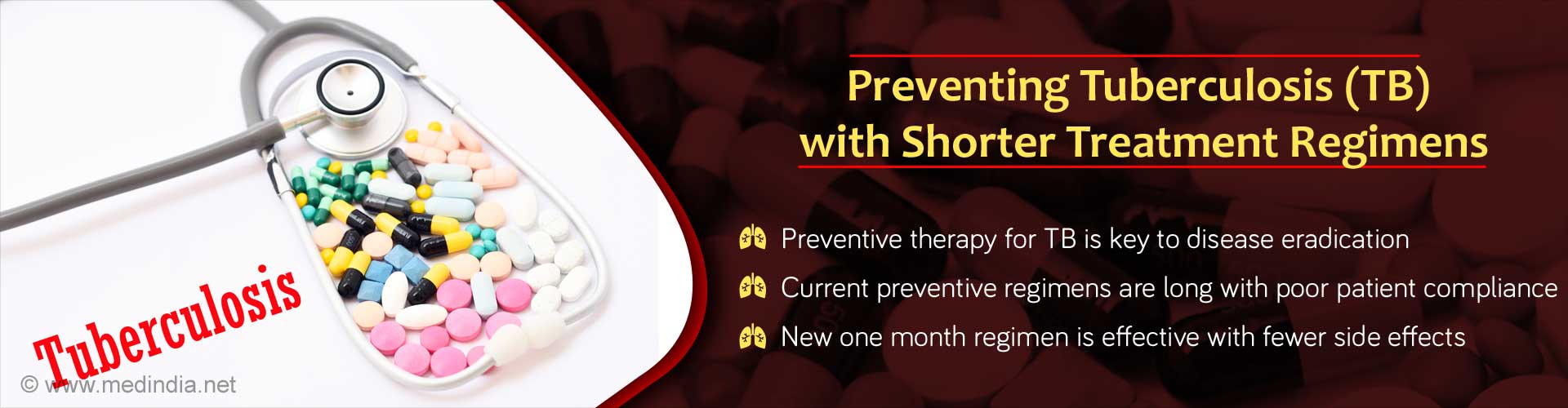 Preventing Tuberculosis (TB) with shorter treatment regimens. Preventive therapy for TB is key to disease eradication. Current preventive regimens are long with poor patient compliance. New one month regimen is effective with fewer side effects.
