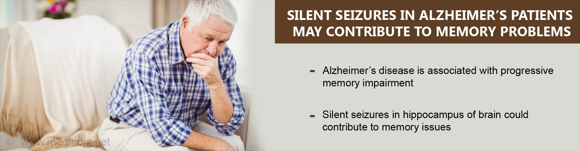 Silent seizures in Alzheimer''s patients may contribute to memory problems
- Alzheimer''s disease is associated with progressive memory impairment
- Silent seizures in hippocampus of brain could contribute to memory issues
