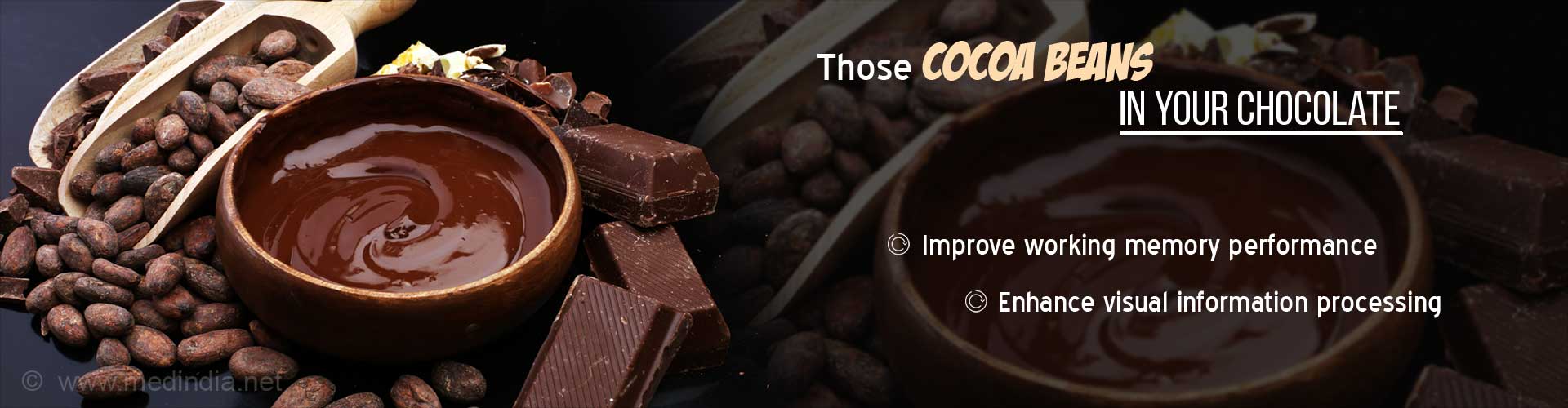Those cocoa beans in your chocolate
- Improve working memory performance
- Enhance visual information processing