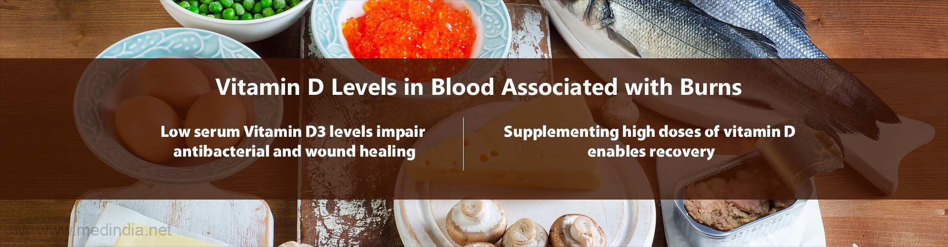 vitamin D levels in blood associated with burns
- low serum vitamin D3 levels impair antibacterial and wound healing
- supplementing high doses of vitamin D enables recovery