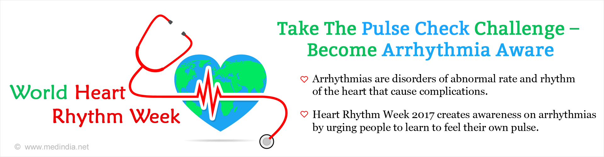 Take the Pulse Check Challenge -Become Arrhythmia Aware
- Arrhythmias are disorders of abnormal rate and rhythm of the heart that cause complications
- Heart Rhythm Week 2017 creates awareness on arrhythmias by urging people to learn to feel their own pulse