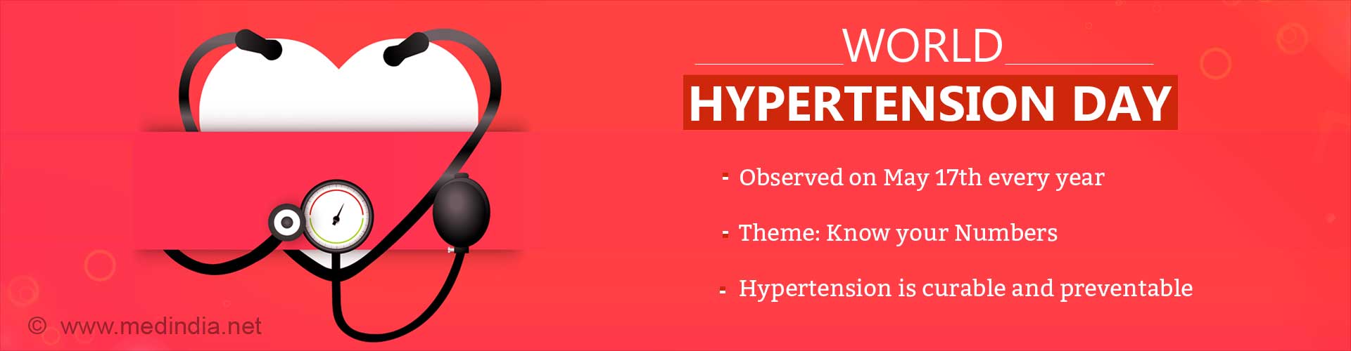 world hypertension day
- observed on may 17 every year
- theme: know your numbers
- hypertension is curable and preventable