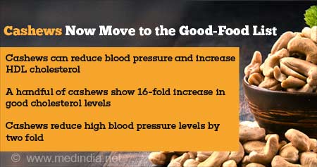 Cashews Improve Good Cholesterol Levels