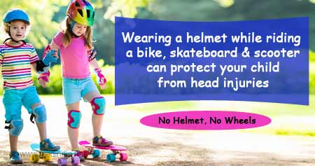 Wearing a Helmet When on Wheels Can Protect Kids from Head Injuries