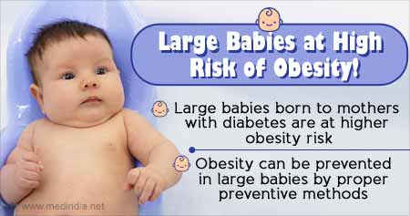 Large Babies Born to Diabetic Mothers are at High Obesity Risk
