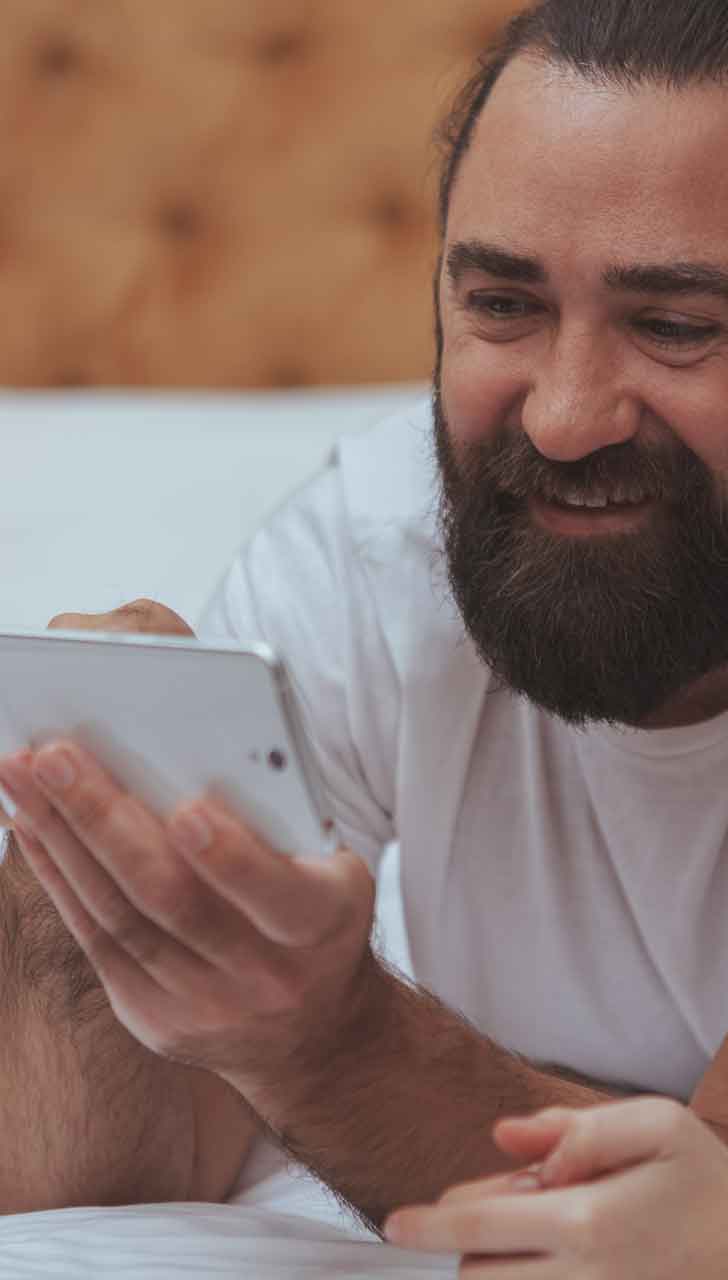 Smart Phone with his Adorable Little Daughter
